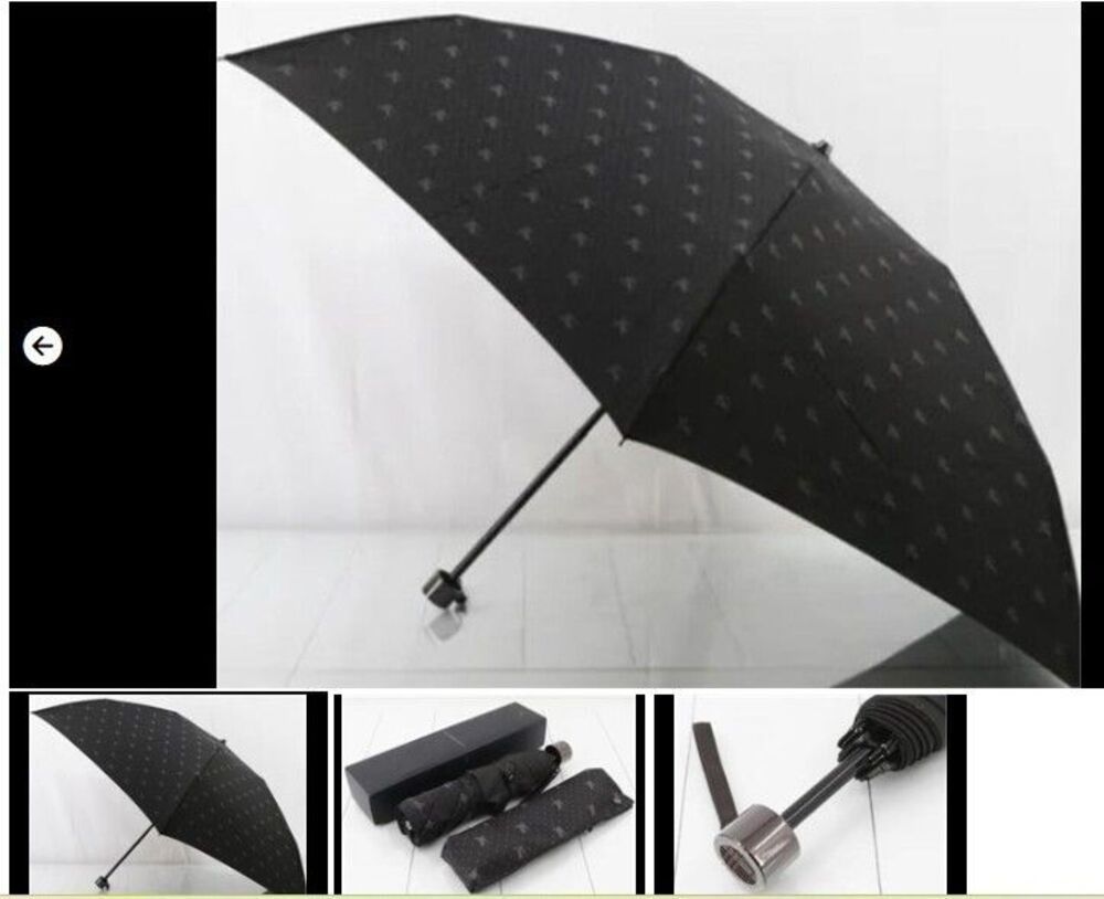 BURBERRY Folding Umbrella All Over Horse Knight Print Black RARE NWT Classic Lux